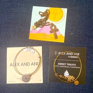 Alex and Ani bracelets (2) and necklace